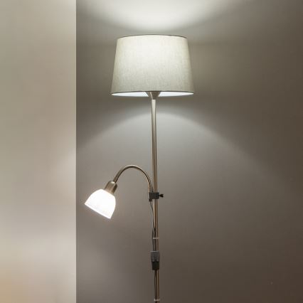 Brilagi - Vloerlamp CERIA 1xE27/100W/230V + 1xE14/25W mat chroom/grijs