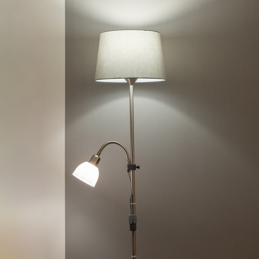 Brilagi - Vloerlamp CERIA 1xE27/100W/230V + 1xE14/25W mat chroom/grijs