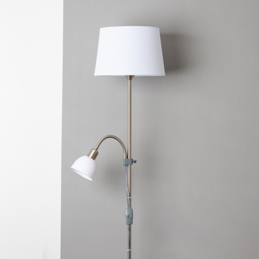 Brilagi - Vloerlamp CERIA 1xE27/100W/230V + 1xE14/25W mat chroom/wit