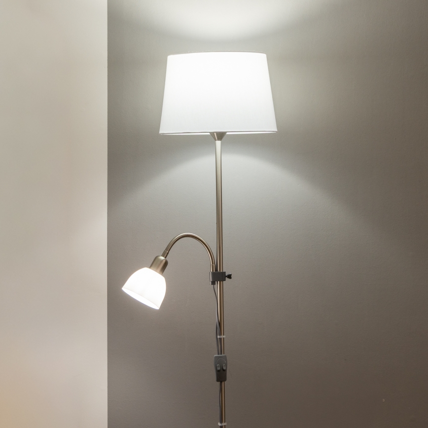 Brilagi - Vloerlamp CERIA 1xE27/100W/230V + 1xE14/25W mat chroom/wit