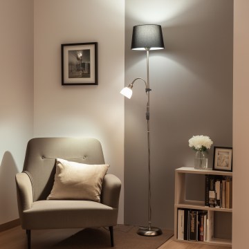 Brilagi - Vloerlamp CERIA 1xE27/100W/230V + 1xE14/25W mat chroom/zwart