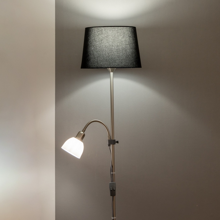Brilagi - Vloerlamp CERIA 1xE27/100W/230V + 1xE14/25W mat chroom/zwart
