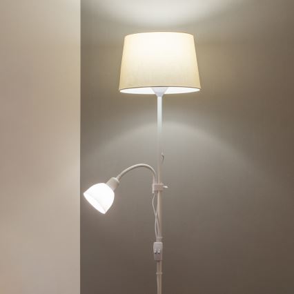 Brilagi - Vloerlamp CERIA 1xE27/100W/230V + 1xE14/25W wit/beige