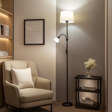 Brilagi - Vloerlamp CERIA 1xE27/100W/230V + 1xE14/25W zwart/beige