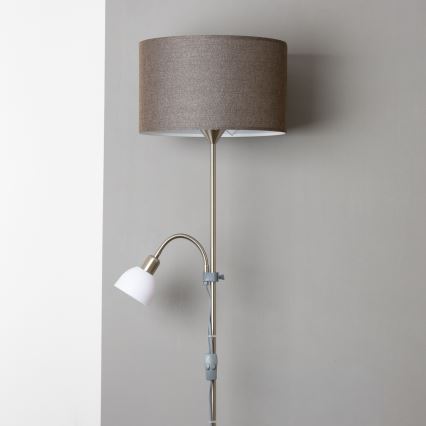 Brilagi - Vloerlamp CERIA 2-in-1 1xE27/100W/230V + 1xE14/25W mat chroom/bruin