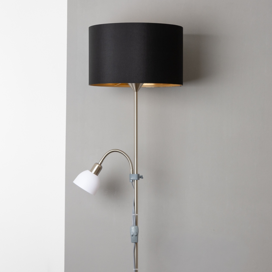 Brilagi - Vloerlamp CERIA 2-in-1 1xE27/100W/230V + 1xE14/25W mat chroom/zwart