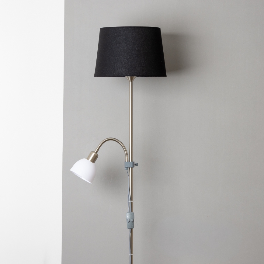 Brilagi - Vloerlamp CERIA 2-in-1 1xE27/100W/230V + 1xE14/25W mat chroom/zwart