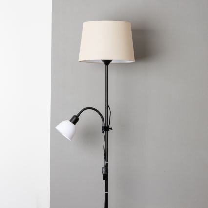 Brilagi - Vloerlamp CERIA 2-in-1 1xE27/100W/230V + 1xE14/25W zwart/beige