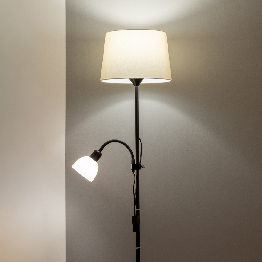 Brilagi - Vloerlamp CERIA 2-in-1 1xE27/100W/230V + 1xE14/25W zwart/beige