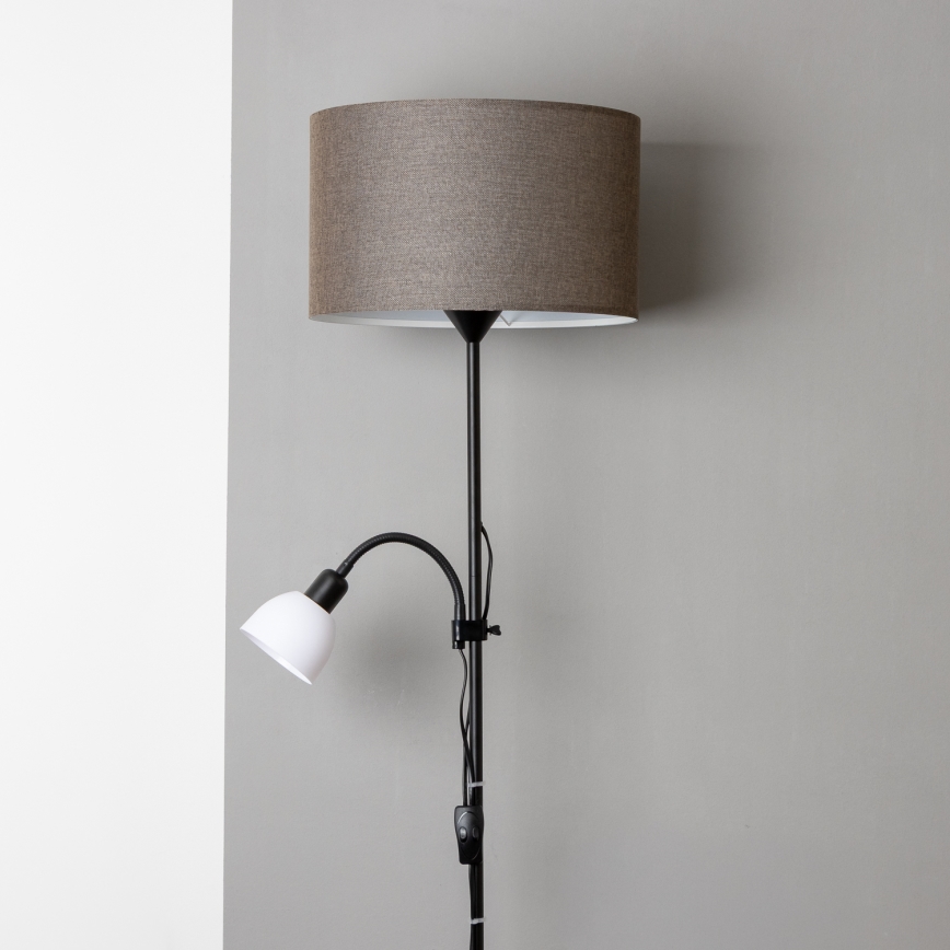 Brilagi - Vloerlamp CERIA 2-in-1 1xE27/100W/230V + 1xE14/25W zwart/bruin