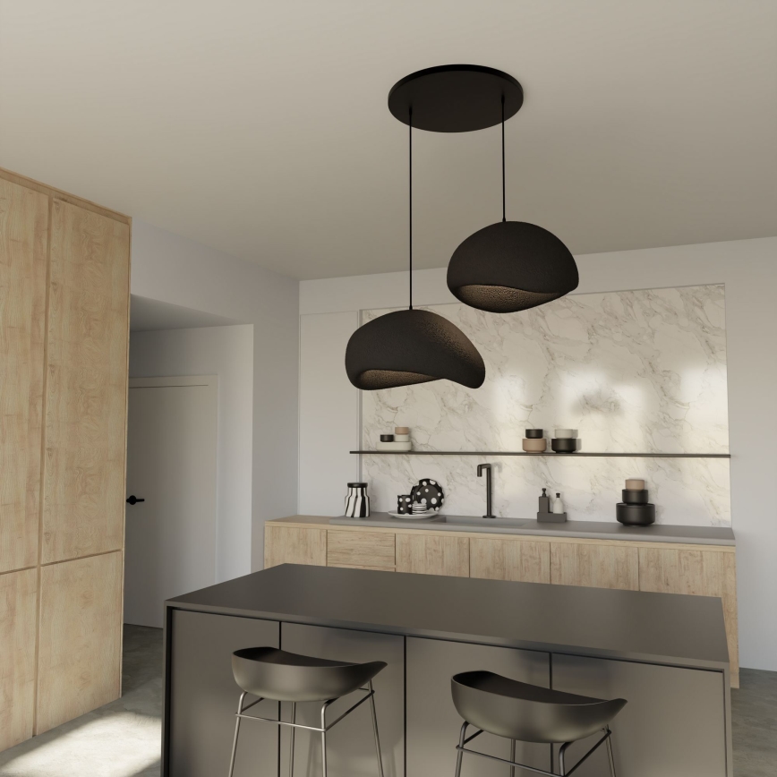 Brilagi - WABI SABI hanglamp aan kabel, 2x E27/40W/230V, Ø 60 cm, zwart