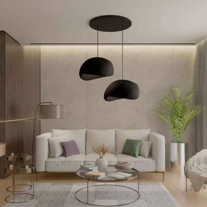 Brilagi - WABI SABI hanglamp aan kabel, 2x E27/40W/230V, Ø 60 cm, zwart