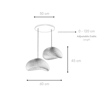 Brilagi - WABI SABI hanglamp aan kabel, 2x E27/40W/230V, Ø 60 cm, zwart