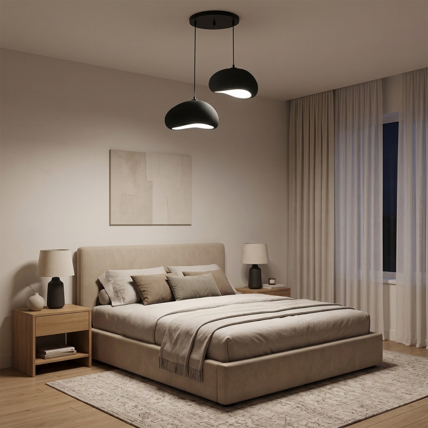Brilagi - WABI SABI hanglamp aan kabel, 2x E27/40W/230V, Ø 60 cm, zwart