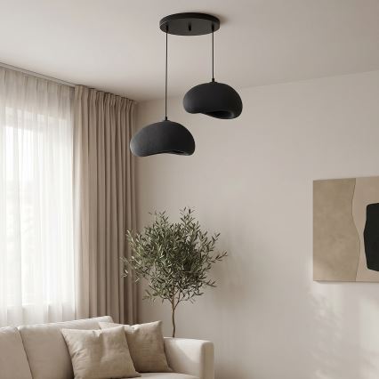 Brilagi - WABI SABI hanglamp aan kabel, 2x E27/40W/230V, Ø 60 cm, zwart