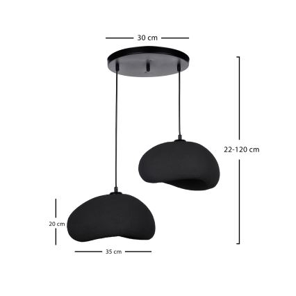 Brilagi - WABI SABI hanglamp aan kabel, 2x E27/40W/230V, Ø 60 cm, zwart