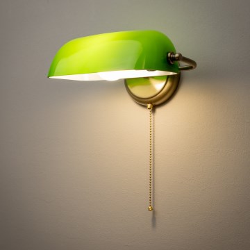 Brilagi - Wandlamp BANK OFFICE 1xE27/60W/230V messing/groen