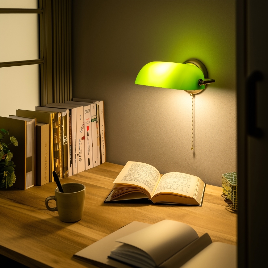 Brilagi - Wandlamp BANK OFFICE 1xE27/60W/230V messing/groen