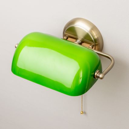 Brilagi - Wandlamp BANK OFFICE 1xE27/60W/230V messing/groen