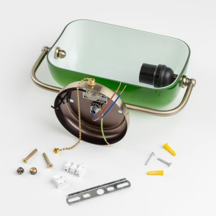 Brilagi - Wandlamp BANK OFFICE 1xE27/60W/230V messing/groen