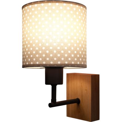 Brilagi - Kinderwandlamp BOBO WOOD 1xE27/25W/230V eiken/zwart/beige/stippen