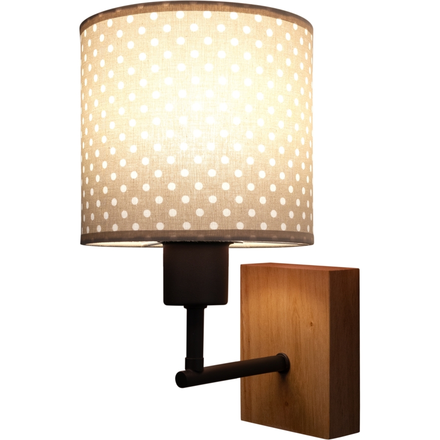Brilagi - Kinderwandlamp BOBO WOOD 1xE27/25W/230V eiken/zwart/beige/stippen
