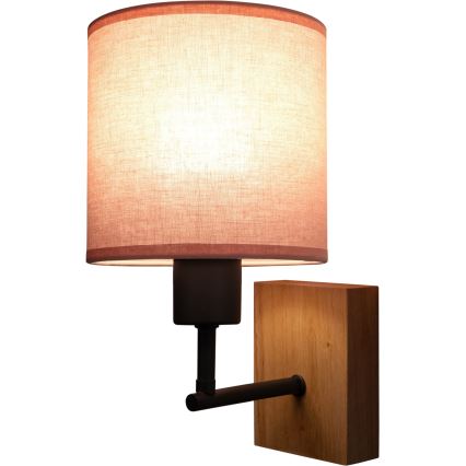 Brilagi - Kinderwandlamp BOBO WOOD 1xE27/25W/230V eiken/zwart/roze