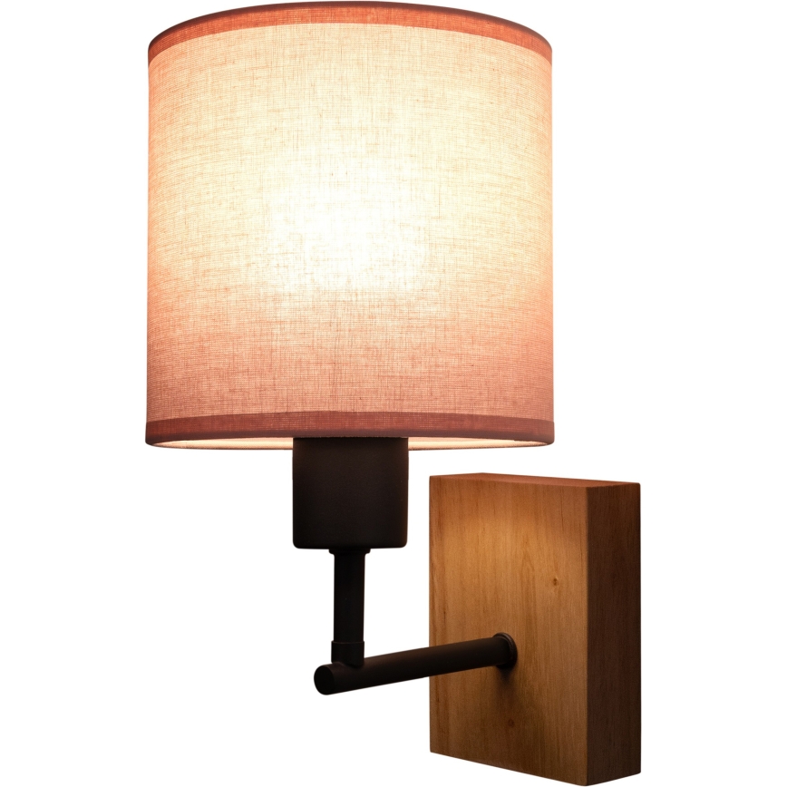 Brilagi - Kinderwandlamp BOBO WOOD 1xE27/25W/230V eiken/zwart/roze