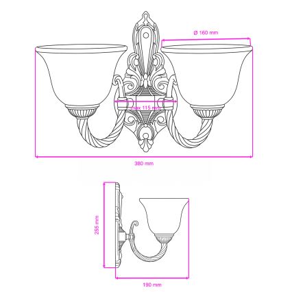 BRILAGI - Wandlamp CLASSIC 2xE14/10W/230V messing