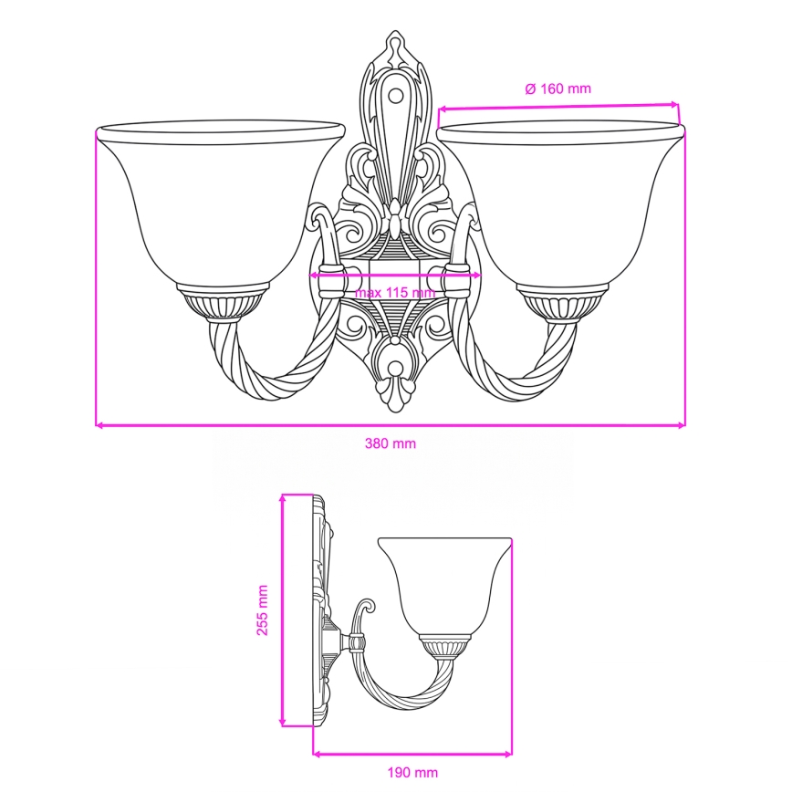 BRILAGI - Wandlamp CLASSIC 2xE14/10W/230V messing