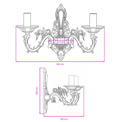 BRILAGI - Wandlamp CLASSIC 2xE14/10W/230V messing