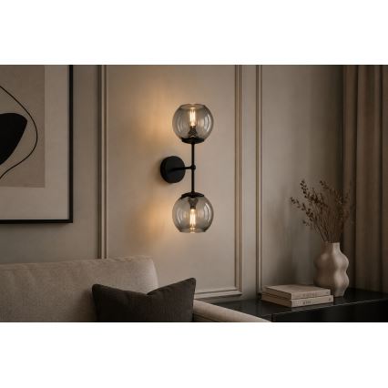 Brilagi - Wandlamp DIOR 2xE27/60W/230V zwart/rookgrijs