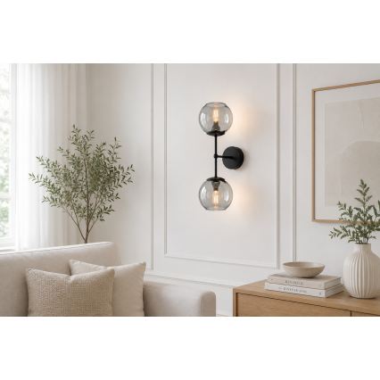 Brilagi - Wandlamp DIOR 2xE27/60W/230V zwart/rookgrijs