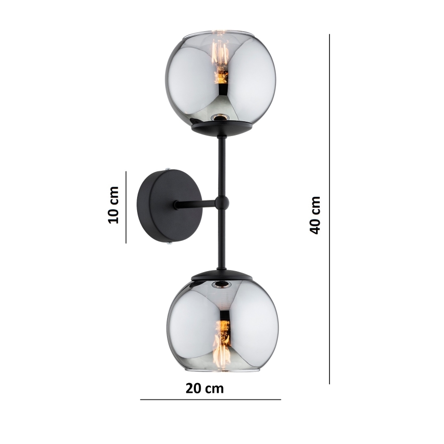 Brilagi - Wandlamp DIOR 2xE27/60W/230V zwart/rookgrijs