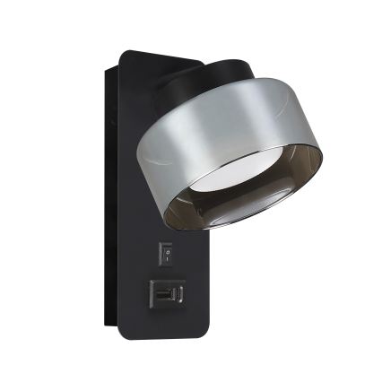 Brilagi - Wandlamp met USB-poort AURA LUX 1xGX53/30W/230V zwart/rookkleurig