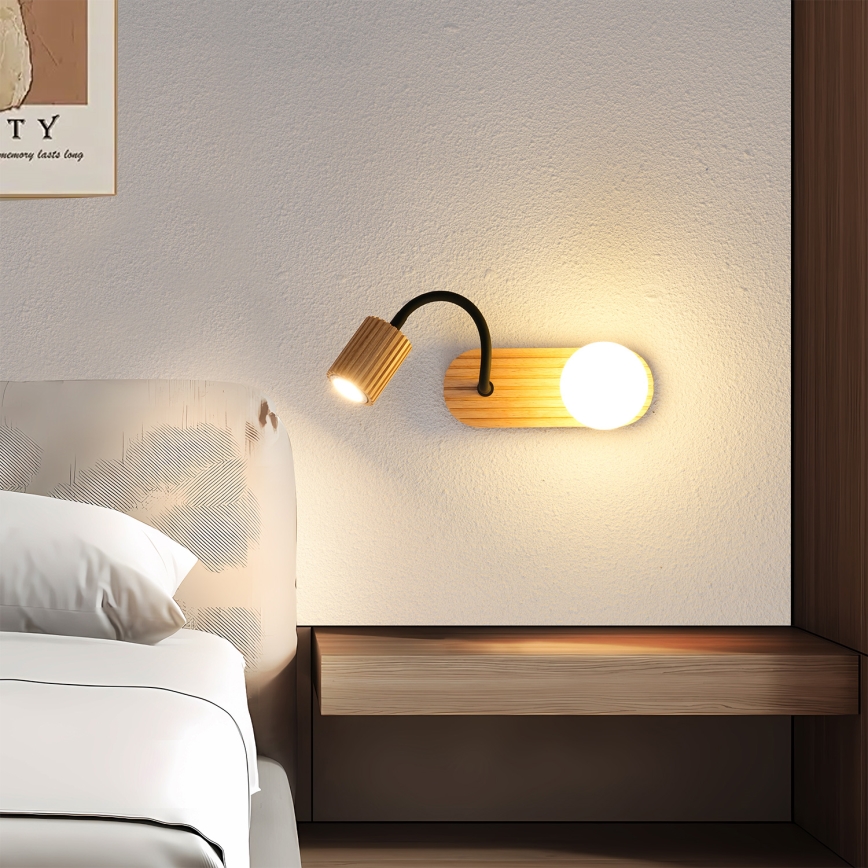 Brilagi - Wandlamp MODERN WOOD 1xG9/5W/230V + 1xGU10/8W van rubberhout