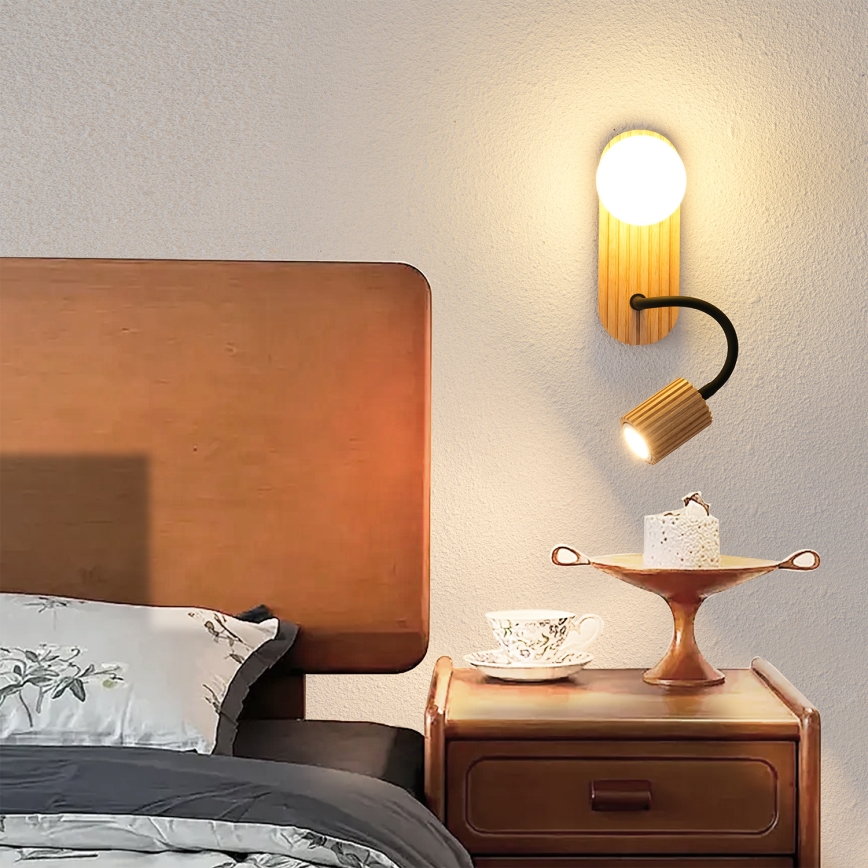Brilagi - Wandlamp MODERN WOOD 1xG9/5W/230V + 1xGU10/8W van rubberhout