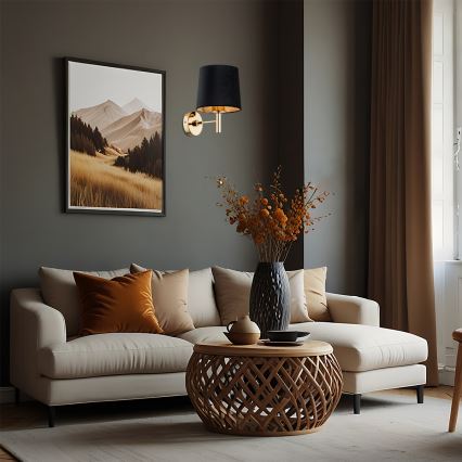 Brilagi - Wandlamp MONTE 1xE27/15W/230V zwart/goud