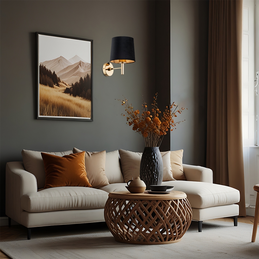 Brilagi - Wandlamp MONTE 1xE27/15W/230V zwart/goud