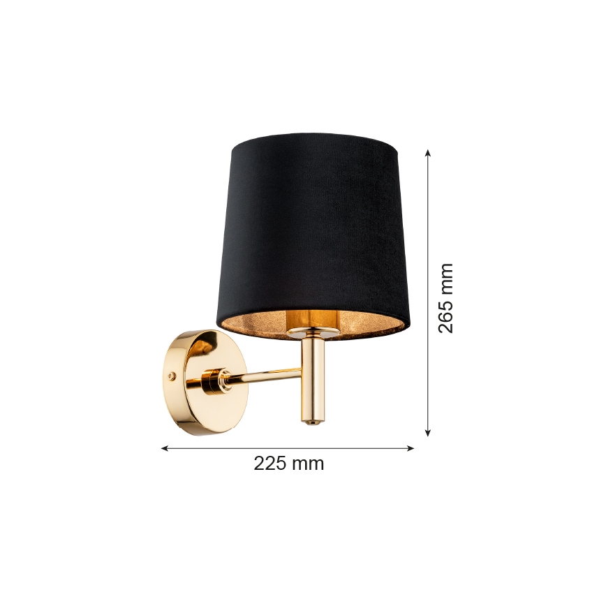 Brilagi - Wandlamp MONTE 1xE27/15W/230V zwart/goud
