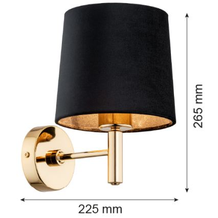 Brilagi - Wandlamp MONTE 1xE27/60W/230V zwart/goud