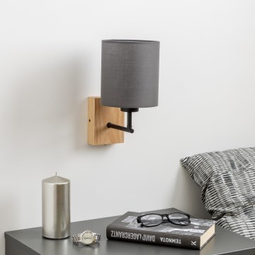 Brilagi - Wandlamp NUBILA WOOD 1xE27/25W/230V eiken/antraciet