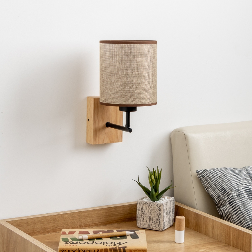 Brilagi - Wandlamp NUBILA WOOD 1xE27/25W/230V eiken/bruin