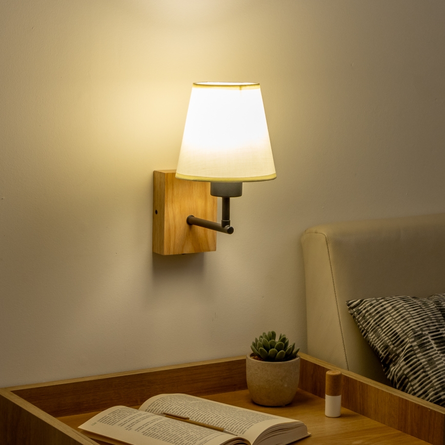 Brilagi - Wandlamp NUBILA WOOD 1xE27/25W/230V eiken/crème