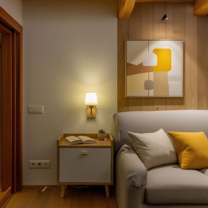 Brilagi - Wandlamp NUBILA WOOD 1xE27/25W/230V eiken/crème