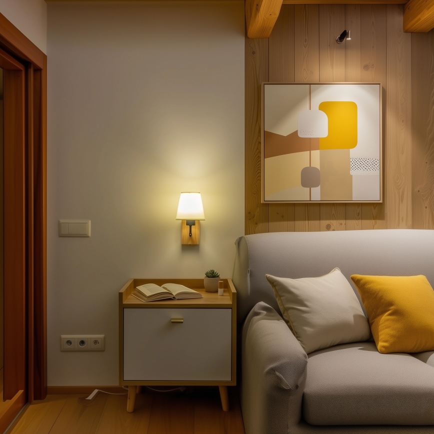 Brilagi - Wandlamp NUBILA WOOD 1xE27/25W/230V eiken/crème