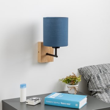 Brilagi - Wandlamp NUBILA WOOD 1xE27/25W/230V eiken/donkerblauw