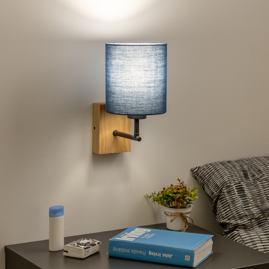 Brilagi - Wandlamp NUBILA WOOD 1xE27/25W/230V eiken/donkerblauw