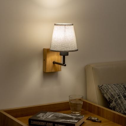 Brilagi - Wandlamp NUBILA WOOD 1xE27/25W/230V eiken/grijs