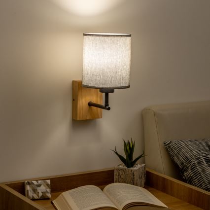 Brilagi - Wandlamp NUBILA WOOD 1xE27/25W/230V eiken/grijs